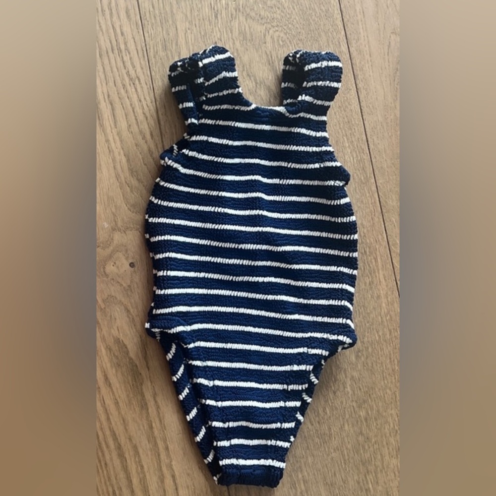 Hunza G Blue and White Striped girls suit size 2-6